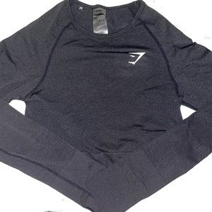 Black Gymshark Vital Seamless Long Sleeve Crop Top